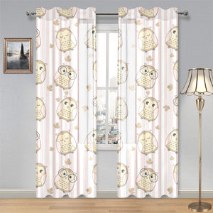 cute owl leaf Gauze Curtain