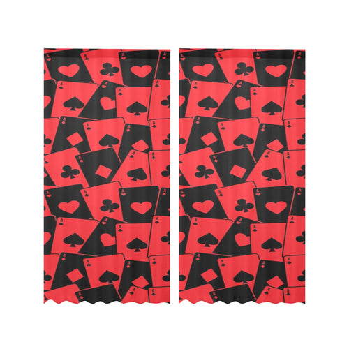Casino Cards Suits Pattern Print Design 02 Gauze Curtain