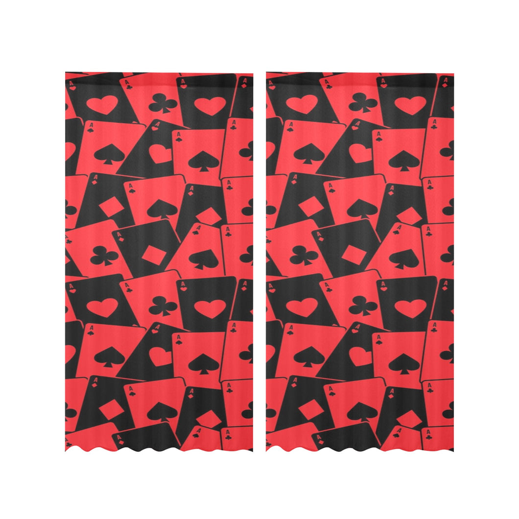 Casino Cards Suits Pattern Print Design 02 Gauze Curtain