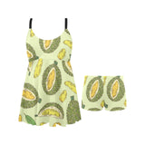 Durian leaves pattern background Chest Sexy Pleated Two Piece Swim Dress