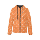 Engine Piston Orange Background Pattern Design 05 Women's Padded Hooded Jacket