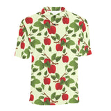 Red apples leaves pattern Men's All Over Print Polo Shirt