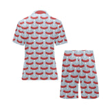 Sausage Pattern Print Design 02 Men's V-Neck Short Pajama Set