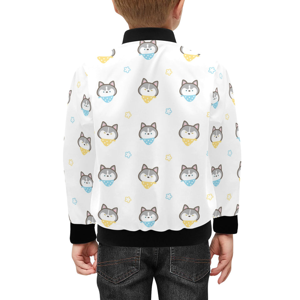 Cute Siberian Husky pattern Kids' Boys' Girls' Bomber Jacket