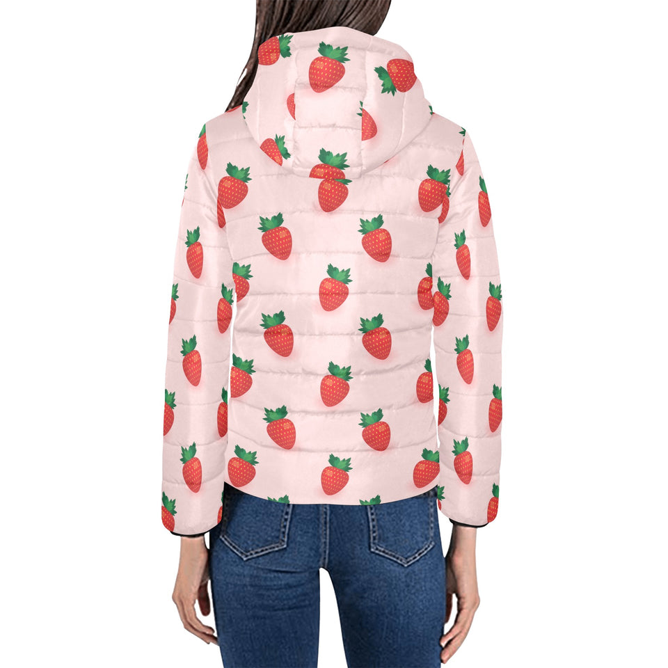 Strawberry beautiful pattern Women's Padded Hooded Jacket