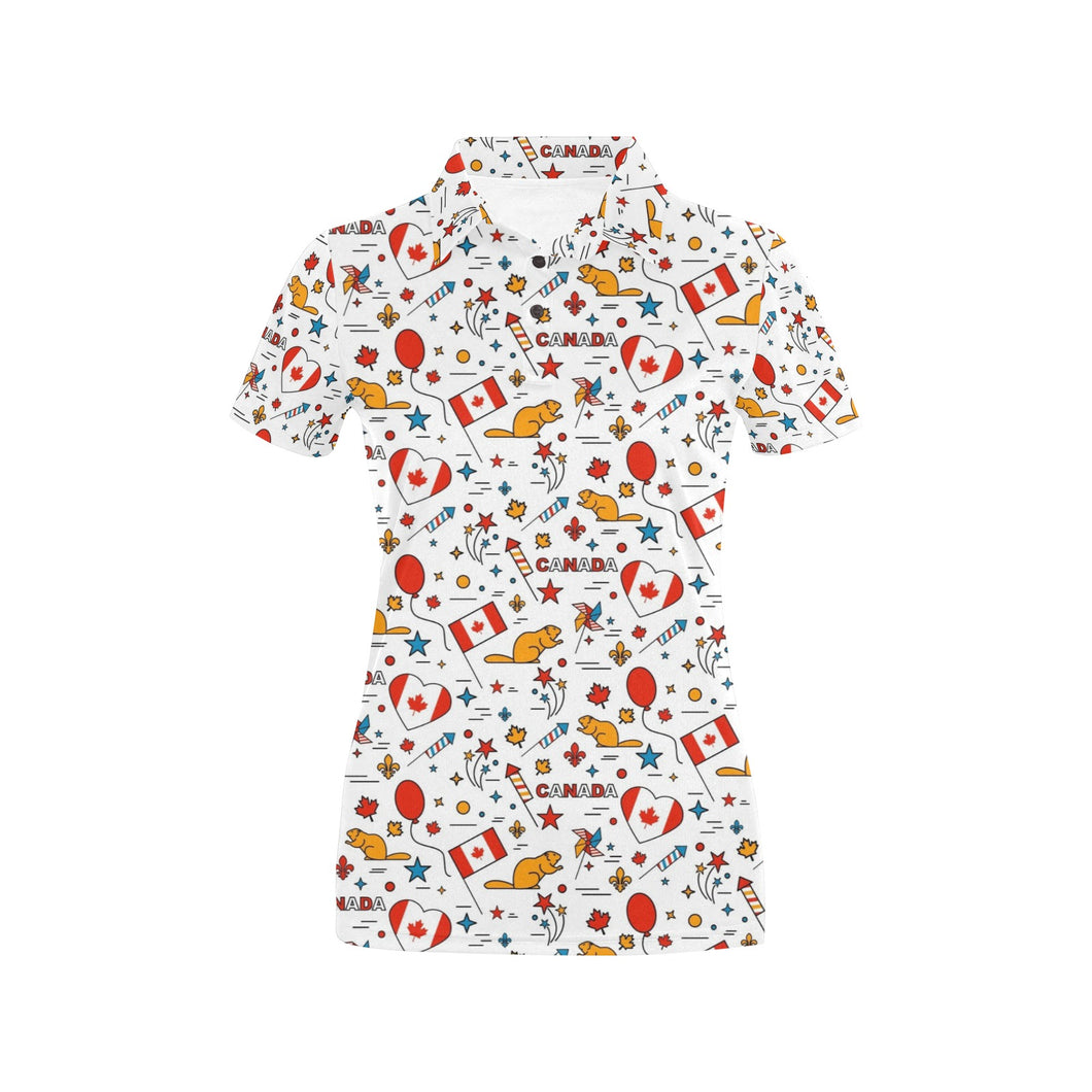 Canada Pattern Print Design 03 Women's All Over Print Polo Shirt