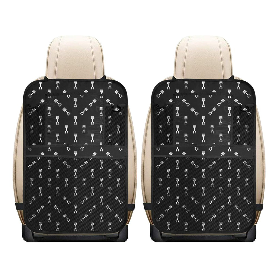 Engine Piston Black Theme Pattern Print Design 03 Car Seat Back Organizer