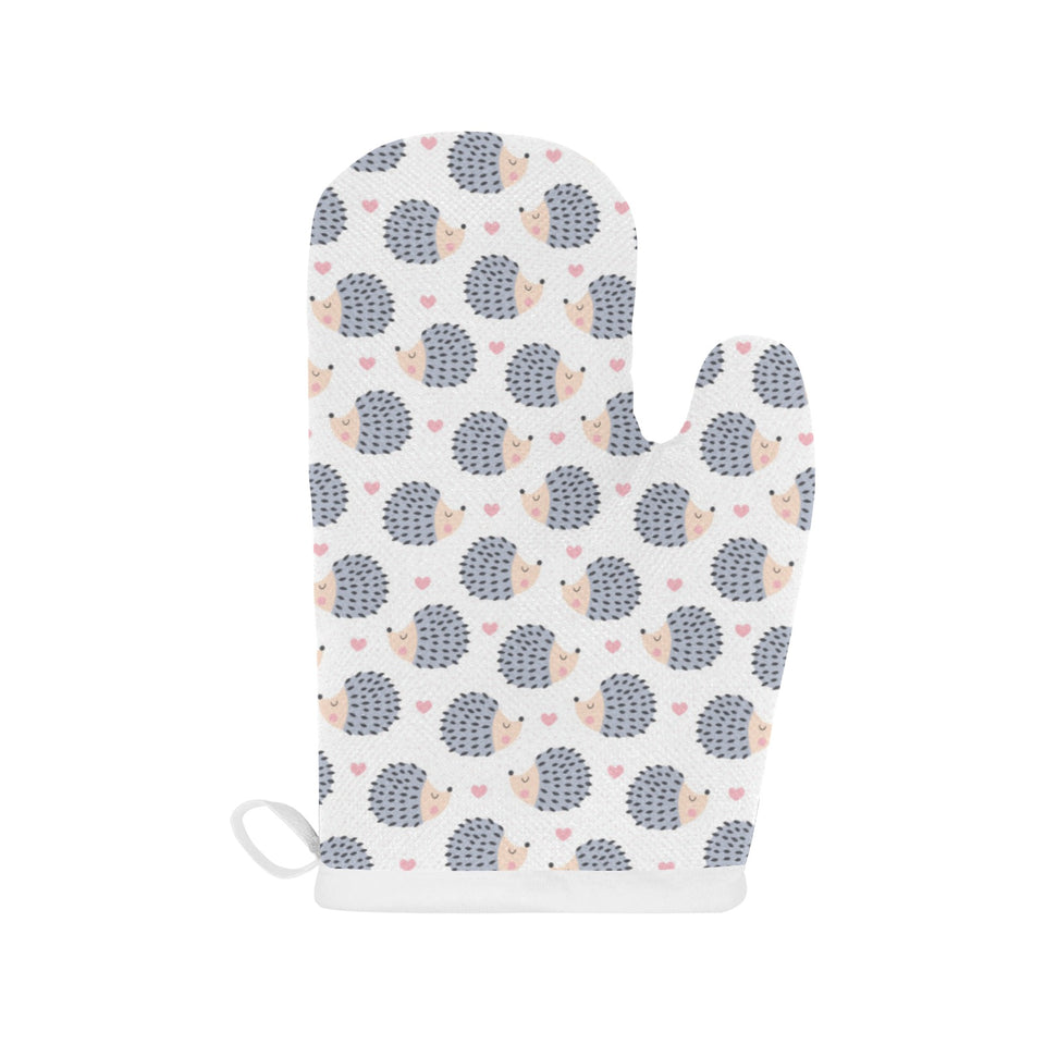 Hedgehog Pattern Print Design 04 Heat Resistant Oven Mitts