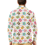 Color cute owl pattern Men's Long Sleeve Polo Shirt