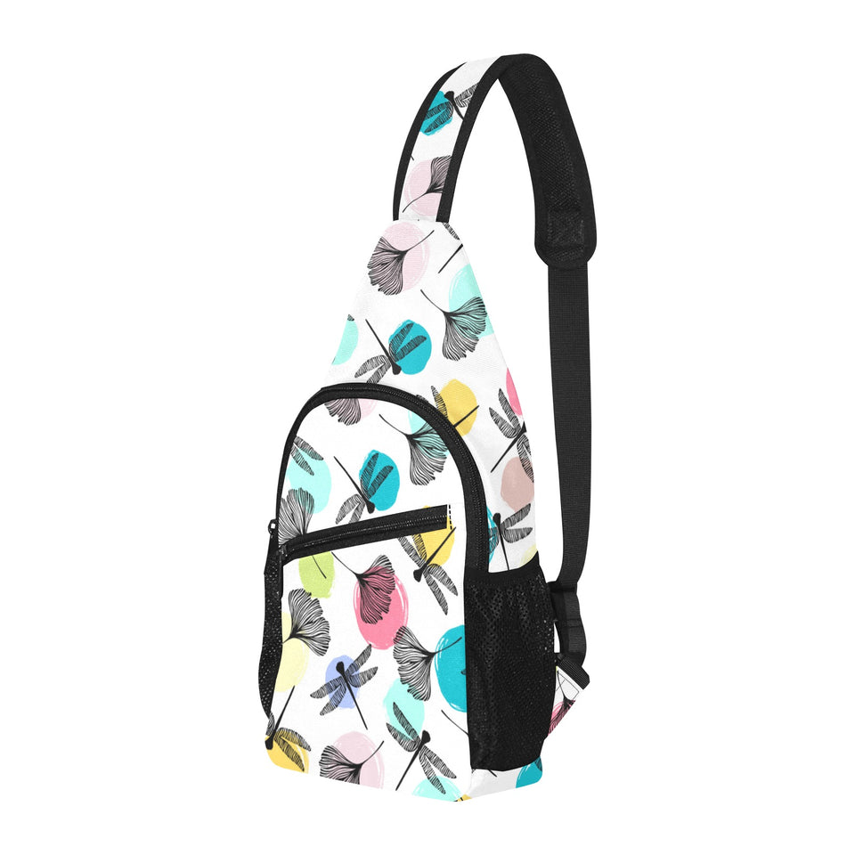Dragonflies ginkgo leaves pattern All Over Print Chest Bag