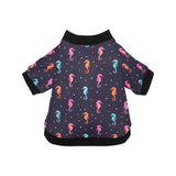 Watercolor colorful seahorse pattern All Over Print Pet Dog Round Neck Fuzzy Shirt