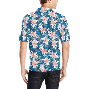 Hibiscus Pattern Print Design 02 Men's All Over Print Polo Shirt