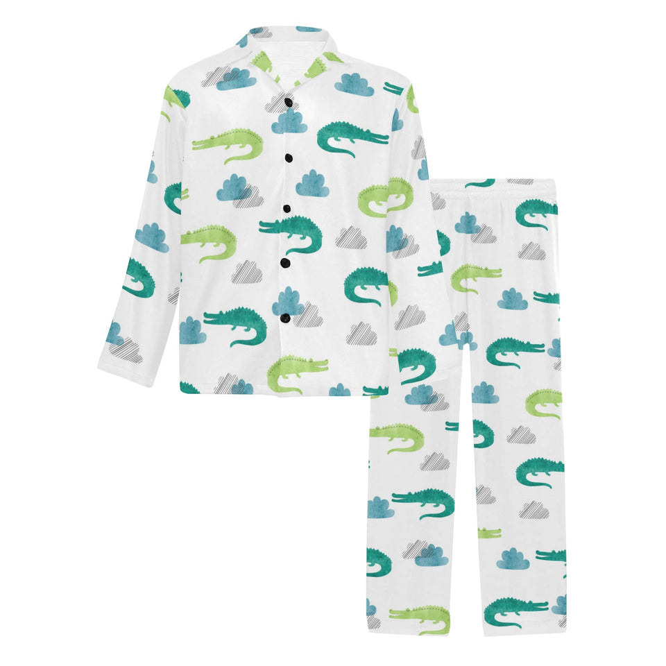 watercolor crocodile pattern Men's Long Pajama Set
