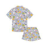 Math Pattern Print Design 04 Kids' Boys' Girls' V-Neck Short Pajama Set