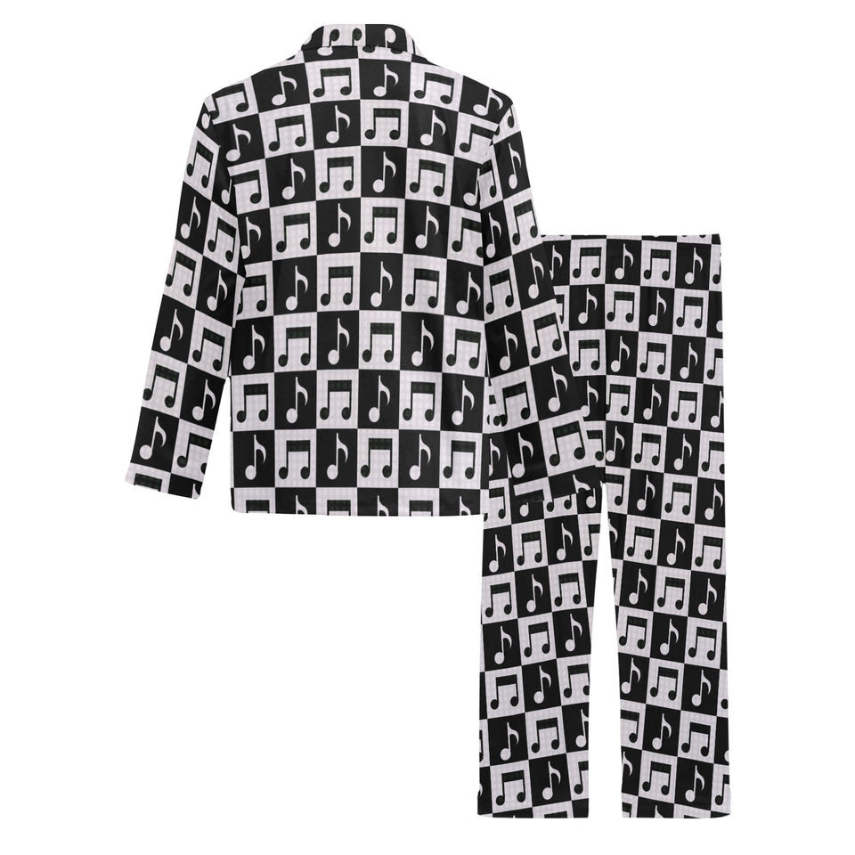 Music Notes Pattern Print Design 01 Men's Long Pajama Set