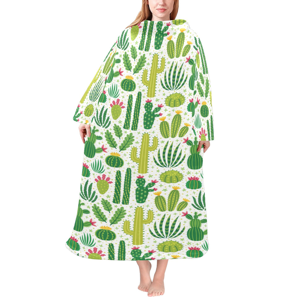 Cactus pattern copy Blanket Robe with Sleeves