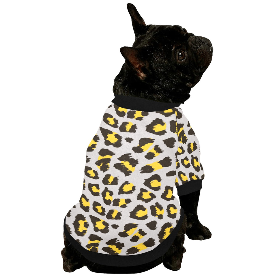 Gray Leopard print pattern All Over Print Pet Dog Round Neck Fuzzy Shirt