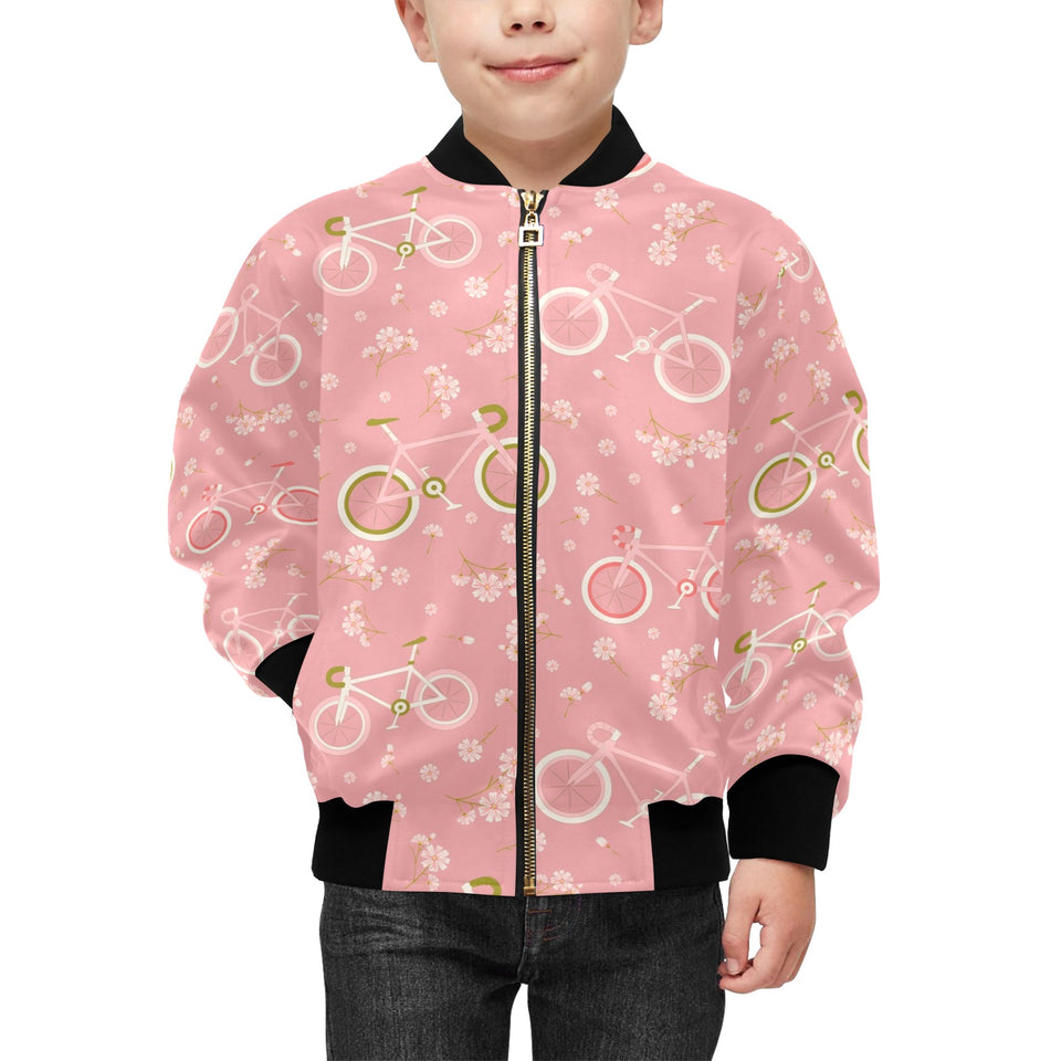 Bicycle Pattern Print Design 02 Kids' Boys' Girls' Bomber Jacket