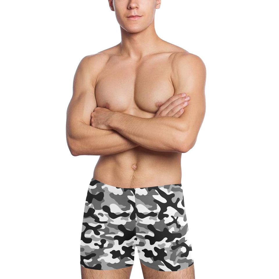 Black white camouflage pattern Men's Swimming Trunks