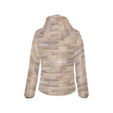 Brick Printed Pattern Print Design 01 Women's Padded Hooded Jacket