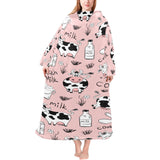 Cows milk product pink background Blanket Robe with Sleeves