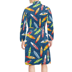 Surfboard Pattern Print Design 01 Men's Long Sleeve Belted Night Robe