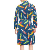 Surfboard Pattern Print Design 01 Men's Long Sleeve Belted Night Robe