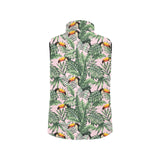 Toucan tropical green jungle palm pattern Women's Padded Vest