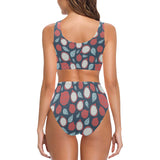 dragon fruits dark blue background Chest Bowknot High Waisted Bikini Swimsuit