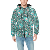 Elephants jungle pattern Men's Padded Hooded Jacket