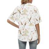 Beautiful Japanese cranes pattern Women's All Over Print Hawaiian Shirt