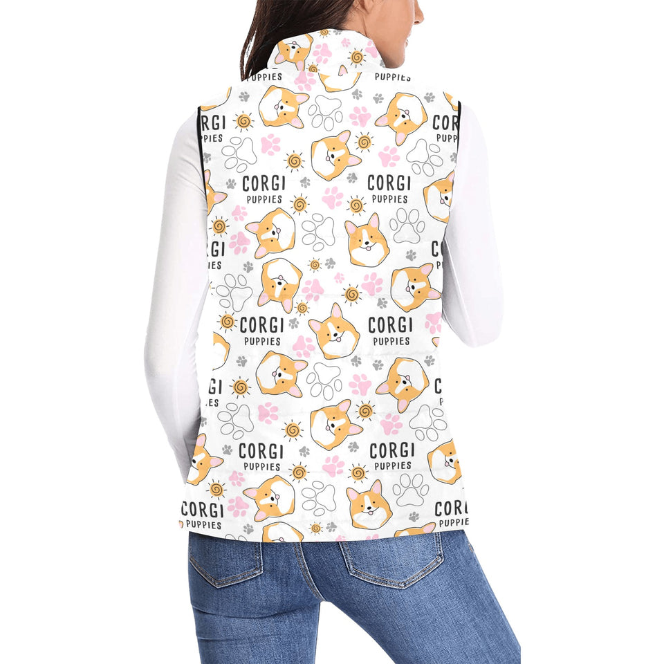 Corgi Dog Pattern Women's Padded Vest
