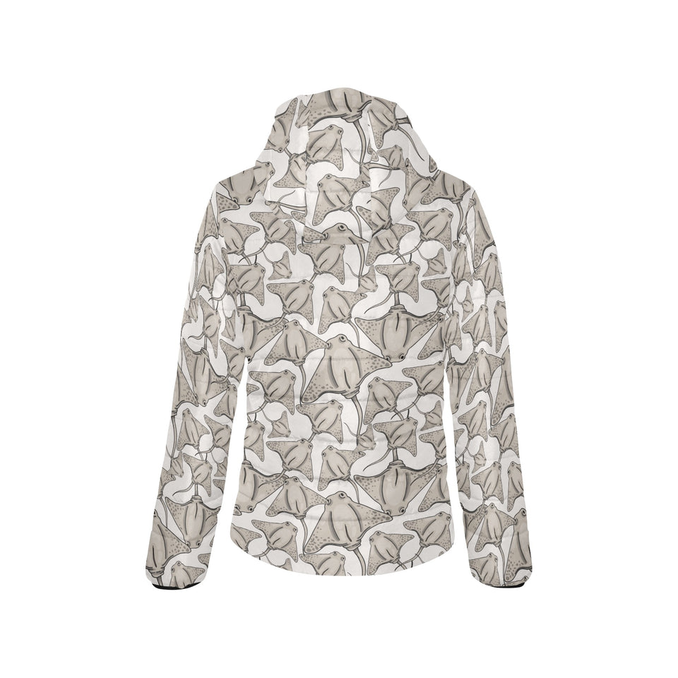 Stingray Pattern Print Design 05 Women's Padded Hooded Jacket