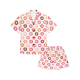 Colorful donut pattern Kids' Boys' Girls' V-Neck Short Pajama Set