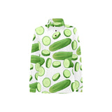 cucumber whole slices pattern Women's Long Sleeve Polo Shirt