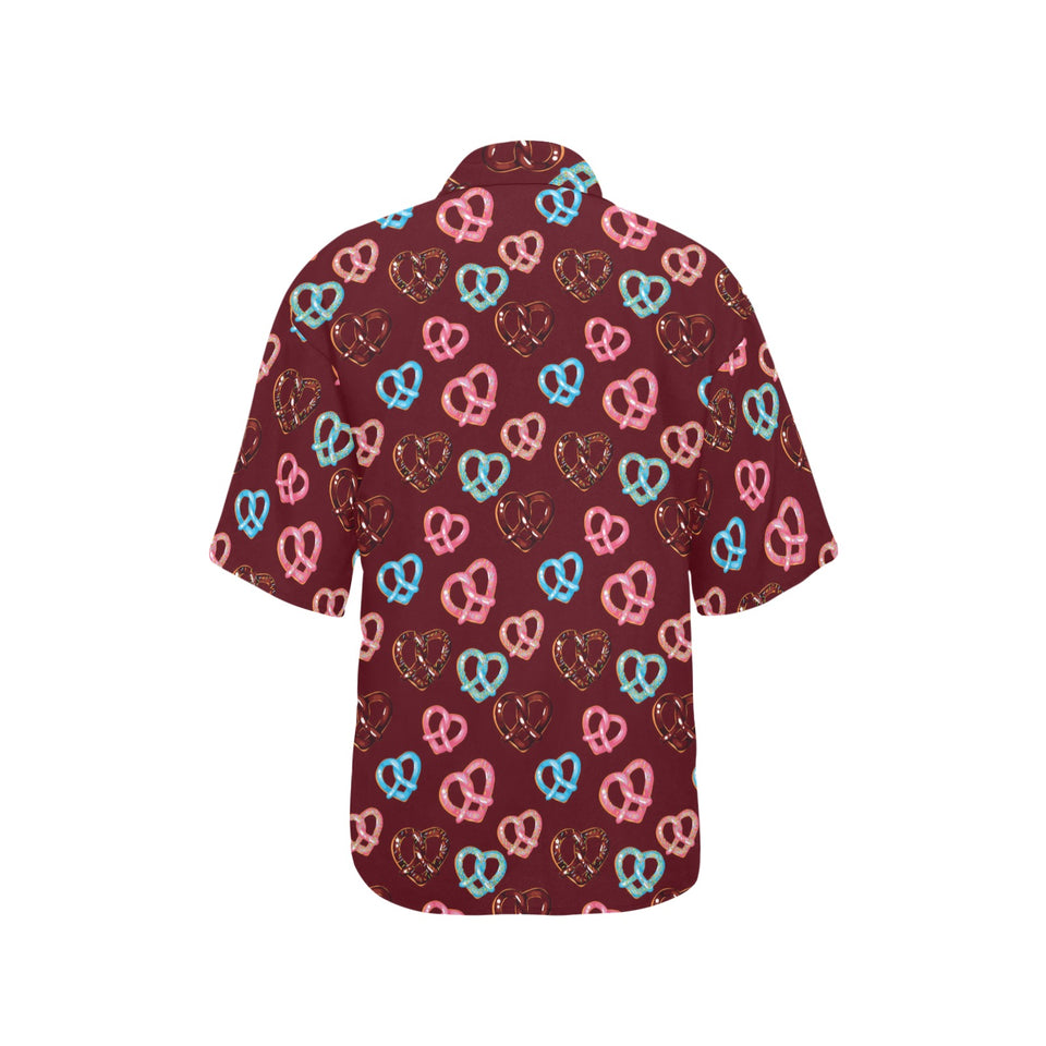 Pretzels Pattern Print Design 05 Women's All Over Print Hawaiian Shirt