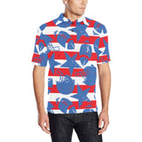 American football ball star stripes pattern Men's All Over Print Polo Shirt
