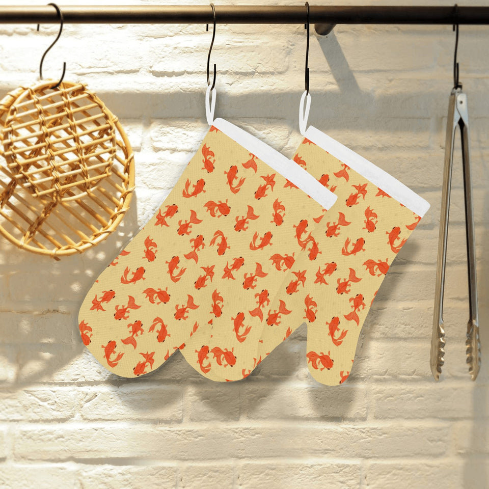 Goldfish Pattern Print Design 02 Heat Resistant Oven Mitts