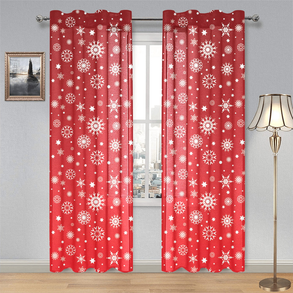 Snowflake pattern red background Gauze Curtain