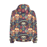 Sugar skulls flower maxican pattern Men's Padded Hooded Jacket