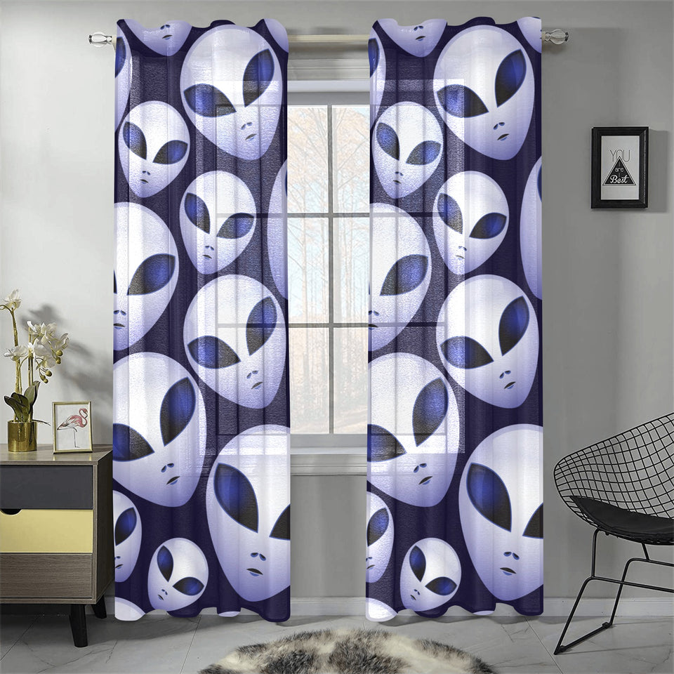 Alien Pattern Print Design 01 Gauze Curtain