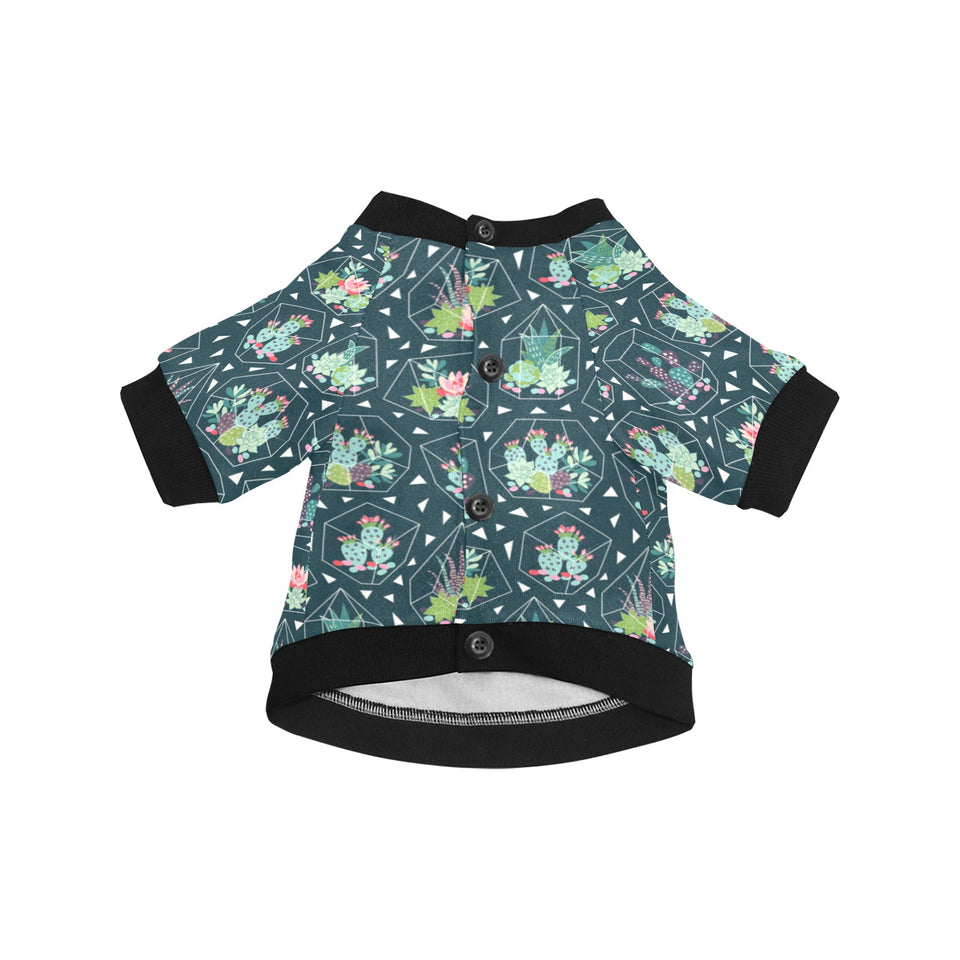 Cactus glass terrarium pattern All Over Print Pet Dog Round Neck Fuzzy Shirt