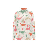 Cute whale pattern Women's Long Sleeve Polo Shirt