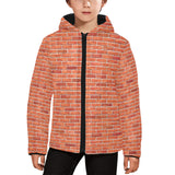 Brick Printed Pattern Print Design 03 Kids' Boys' Girls' Padded Hooded Jacket