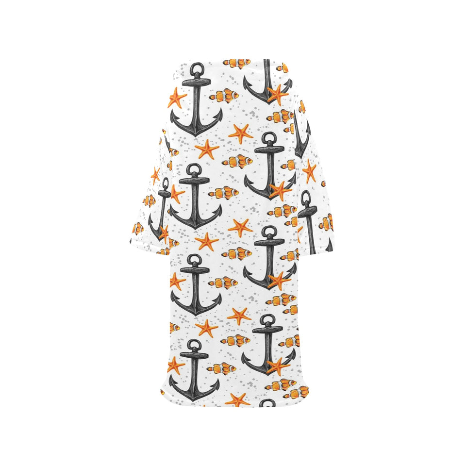 Clown Fish Pattern Print Design 02 Blanket Robe with Sleeves