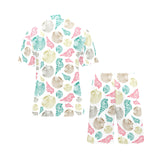 Colorful shell pattern Men's V-Neck Short Pajama Set