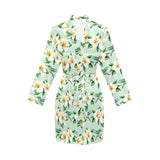 Hummingbird Pattern Print Design 01 Women's Long Sleeve Belted Night Robe