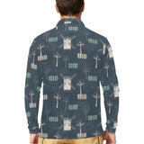 windmill tree pattern Men's Long Sleeve Polo Shirt