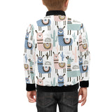 lama Alpaca cactus hand drawn pattern Kids' Boys' Girls' Bomber Jacket