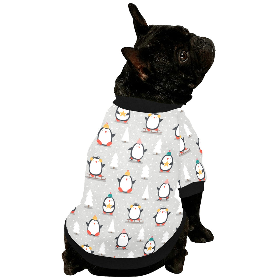 Cute Penguin christmas pattern All Over Print Pet Dog Round Neck Fuzzy Shirt